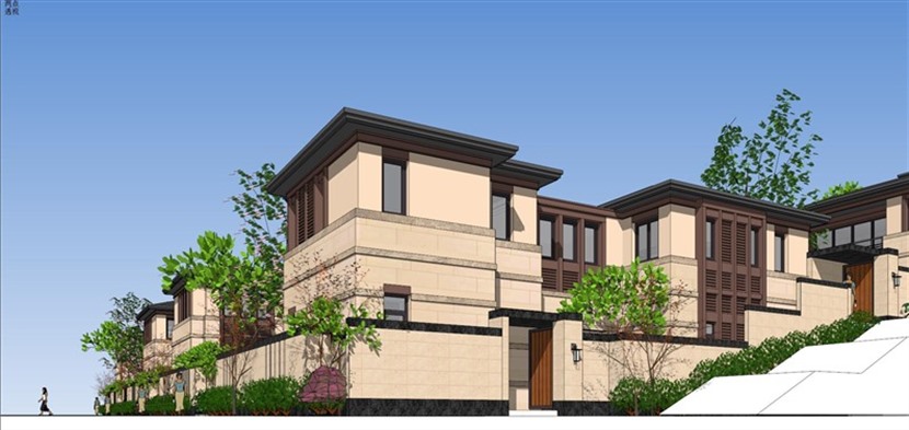 山地别墅合院SketchUp建筑设计方案模型下载423