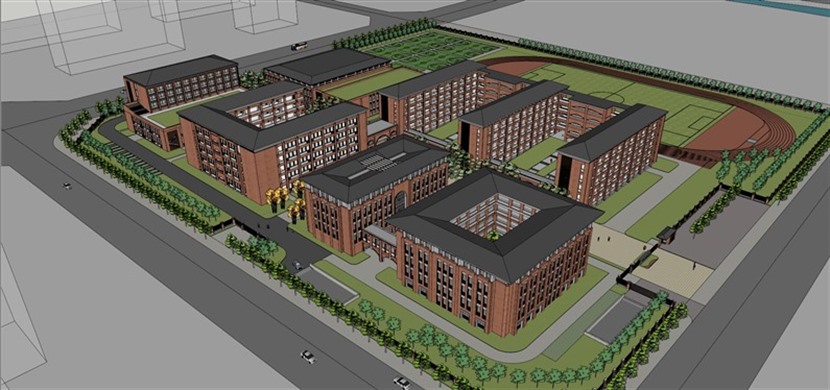淮安市生态新城开明中学草图大师建筑设计方案模型下载370