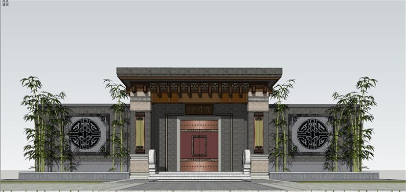 泰禾院子配景门头SketchUp建筑设计方案模型下载431