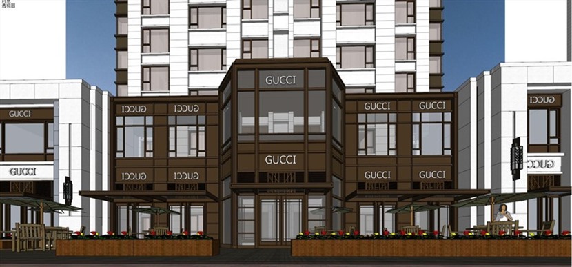 青岛金地悦峰南入口新古典高层售楼处SketchUp建筑设计方案模型下载416