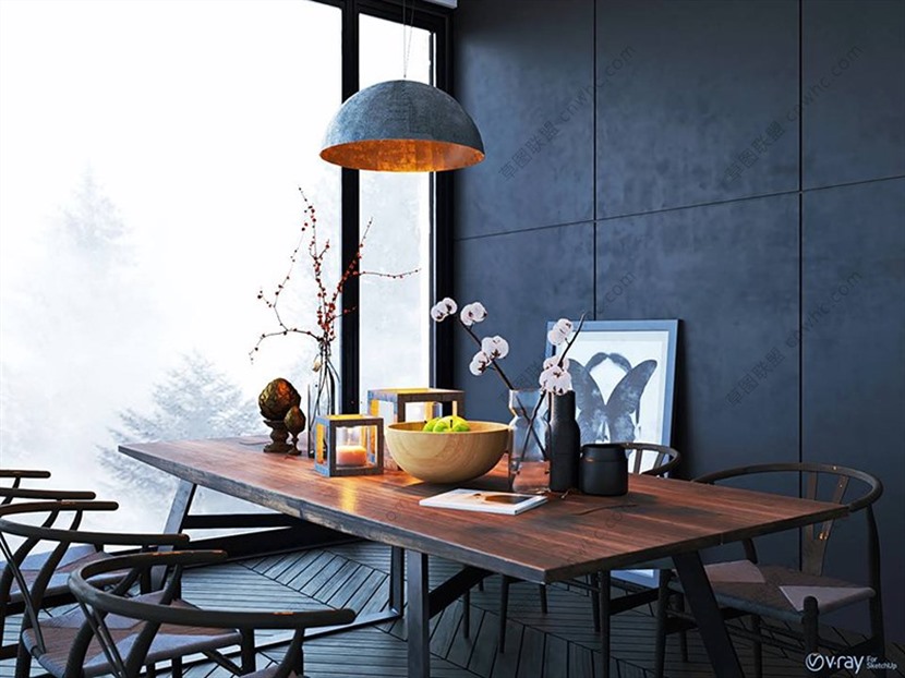 Vray for SketchUp室内场景草图大师客厅模型下载009