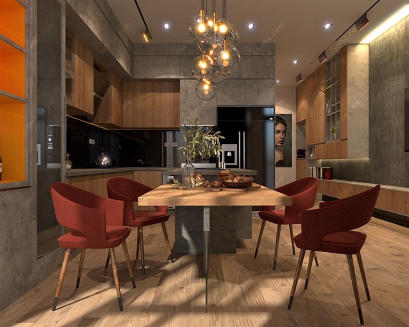 Vray for SketchUp草图大师厨房客餐厅模型下载602