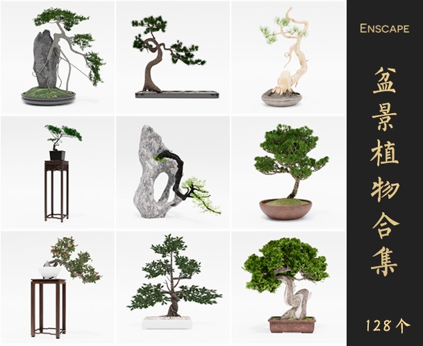 Enscape盆景植物SketchUp模型库草图大师SU模型VOL.076