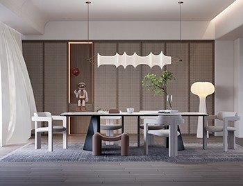 Enscape侘寂风格客餐厅SketchUp草图大师模型下载170
