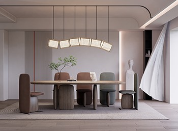 Enscape侘寂风格客餐厅SketchUp草图大师模型下载172