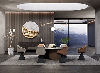 Enscape侘寂风格客餐厅SketchUp草图大师模型下载185