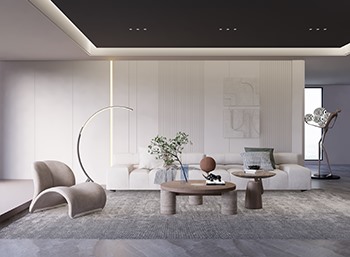 Enscape侘寂风格客餐厅SketchUp草图大师模型下载212