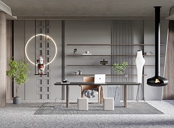 Enscape现代风格书房办公室SketchUp草图大师模型下载236