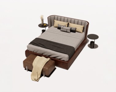 SketchUp双人床模型草图大师床铺模型下载136