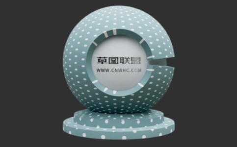 Enscape绿色带白点印花面料布料材质贴图下载079