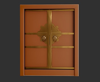 双开门入户门SketchUp草图大师SU模型下载0041
