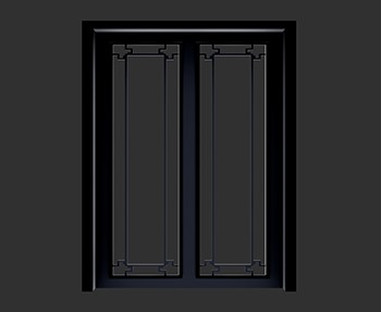 玻璃推拉门SketchUp草图大师SU模型下载0124