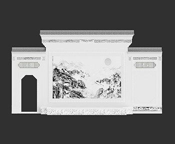 新中式景墙围墙SketchUp草图大师SU模型下载202307122