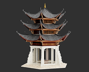 新中式塔SketchUp草图大师SU模型下载202307111