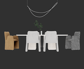 餐桌椅组合家具SketchUp草图大师SU模型下载202305301
