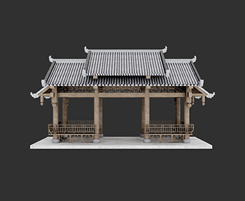 仿古建筑廊架亭廊亭子SketchUp草图大师SU模型下载202307700