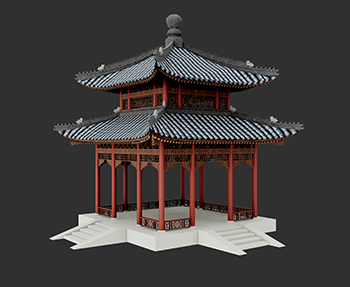 仿古建筑廊架亭廊亭子SketchUp草图大师SU模型下载202307789