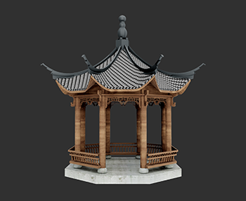 仿古建筑廊架亭廊亭子SketchUp草图大师SU模型下载202307844