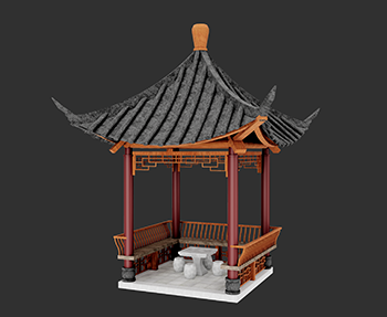 仿古建筑廊架亭廊亭子SketchUp草图大师SU模型下载202307981