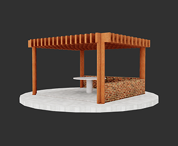 仿古建筑廊架亭廊SketchUp草图大师SU模型下载202307987