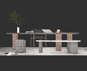 书桌办公桌SketchUp草图大师SU模型下载202305266