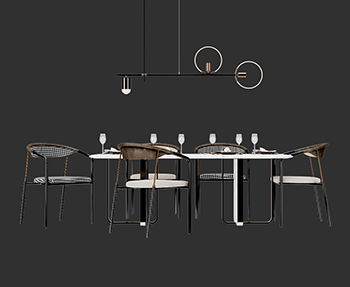 餐桌椅组合家具SketchUp草图大师SU模型下载202305319