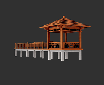 桥梁木栈道SketchUp草图大师SU模型下载220238002