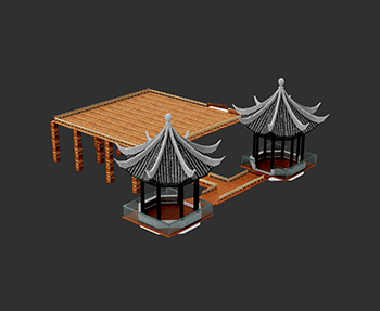 桥梁木栈道SketchUp草图大师SU模型下载220238004