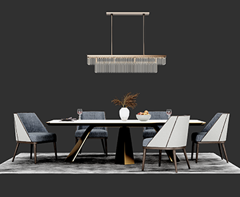 餐桌椅组合家具SketchUp草图大师SU模型下载202305348