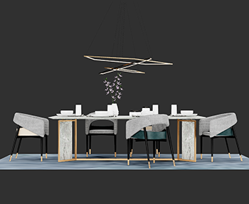 餐桌椅组合家具SketchUp草图大师SU模型下载202305356