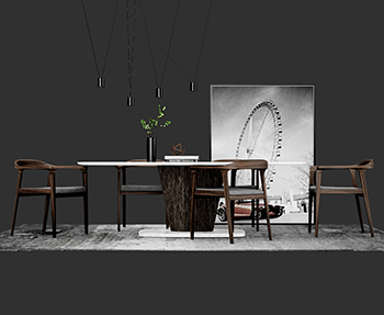 餐桌椅组合家具SketchUp草图大师SU模型下载202305372