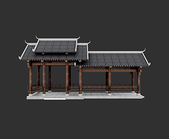 仿古建筑廊架亭廊亭子SketchUp草图大师SU模型下载202307751
