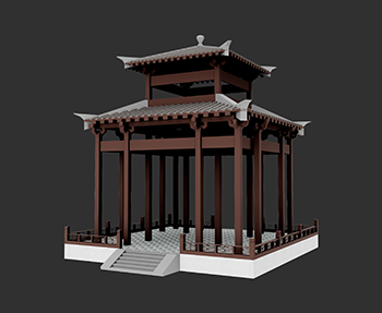 仿古建筑廊架亭廊亭子SketchUp草图大师SU模型下载202307887