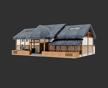 仿古建筑公共卫生间公共厕所SketchUp草图大师SU模型下载202308447