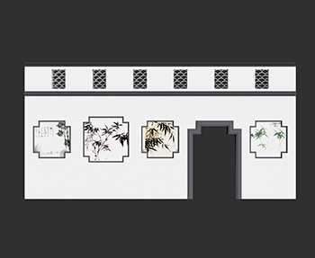 新中式景墙SketchUp草图大师SU模型下载202307246