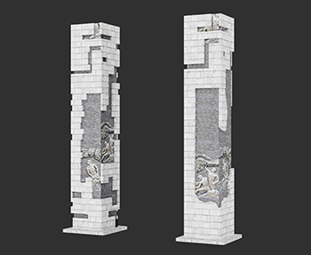新中式文化墙SketchUp草图大师SU模型下载202307421