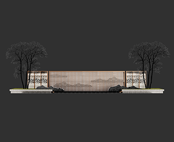 新中式景墙围墙SketchUp草图大师SU模型下载202307288