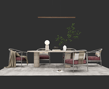 餐桌椅组合家具SketchUp草图大师SU模型下载202305448