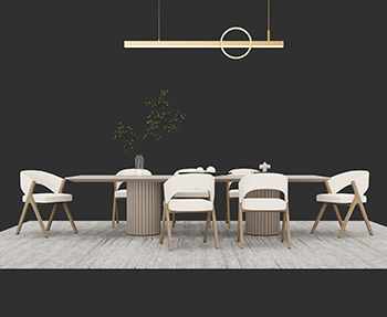 餐桌椅组合家具SketchUp草图大师SU模型下载202305456
