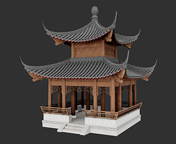 仿古建筑廊架亭廊亭子SketchUp草图大师SU模型下载202307965