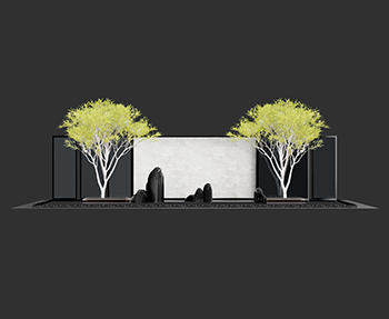 新中式景墙围墙SketchUp草图大师SU模型下载202307293