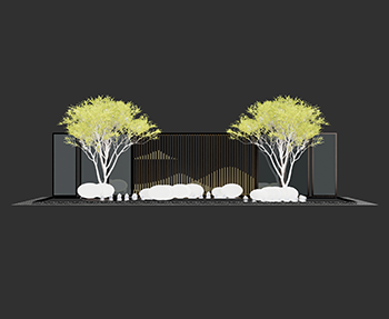 新中式景墙围墙SketchUp草图大师SU模型下载202307295