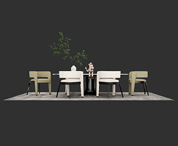 餐桌椅组合家具SketchUp草图大师SU模型下载20235833