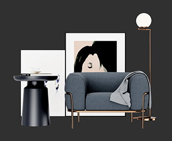 茶几边几沙发组合SketchUp草图大师家具SU模型下载202305695
