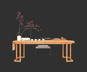 茶桌SketchUp草图大师SU模型下载202408419