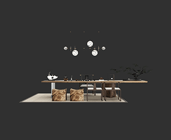 茶桌SketchUp草图大师SU模型下载202408427