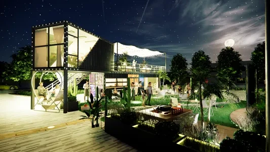 Enscape夜市场景SketchUp草图大师模型下载1003