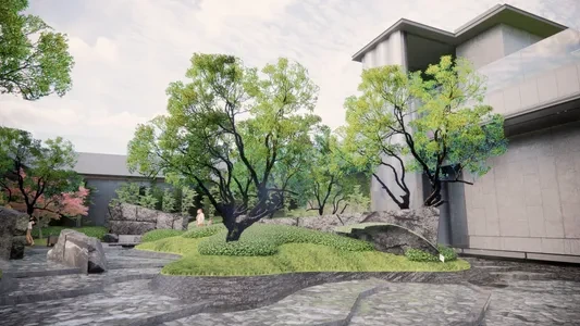 Enscape下沉式庭院场景SketchUp草图大师模型下载1057