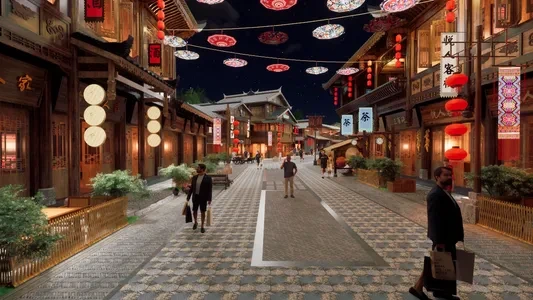Enscape古镇商业街场景SketchUp草图大师模型下载1062