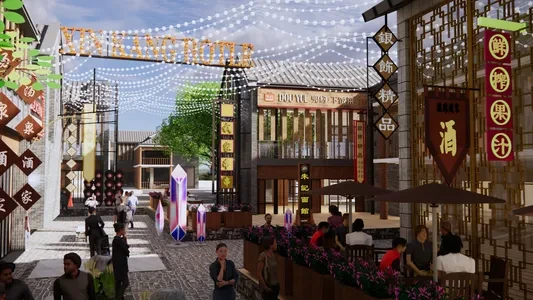 Enscape古镇商业街场景SketchUp草图大师模型下载1094